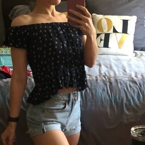 floral off the shoulder crop top